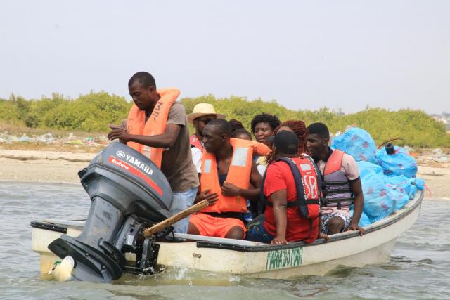 Trainees on boat