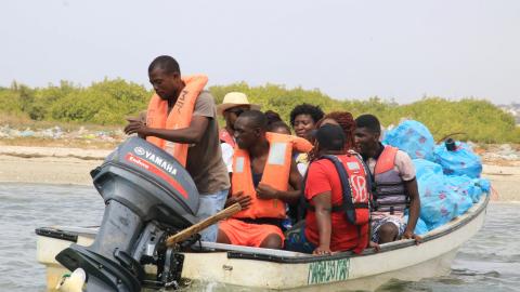Trainees on boat