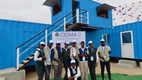 ADAMA staff in front of the new Lobito Wetland Centre Container-based facility