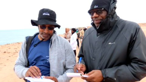Workshop participants noting the number of birds counted.